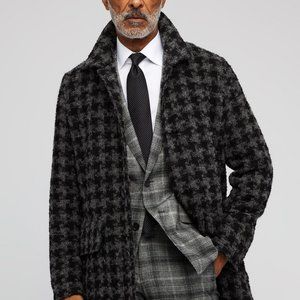 Bonobos Houndstooth Italian Wool Car Coat Size M.